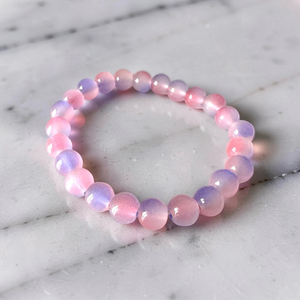 ⭐️ 5 for $25 Pink & Purple Glass Crystal Beaded Stretchy Bracelet